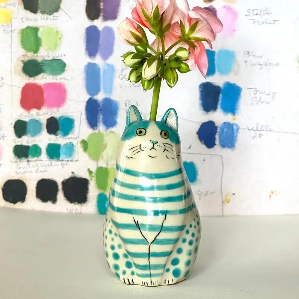 Polka Dot Cat Bud Vase by DecorBites™