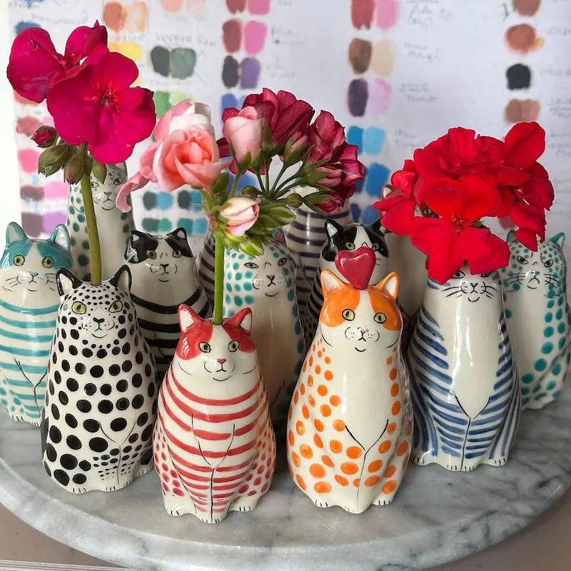 Polka Dot Cat Bud Vase by DecorBites™