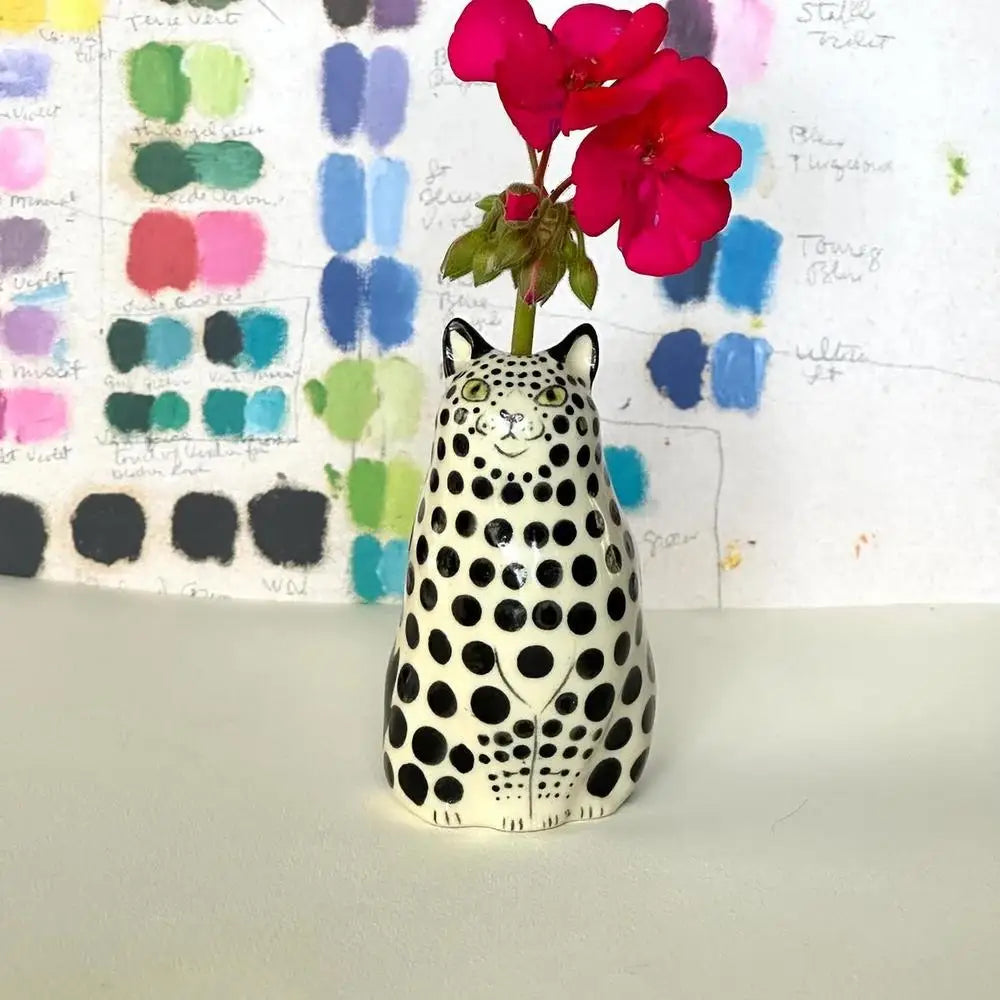 Polka Dot Cat Bud Vase by DecorBites™