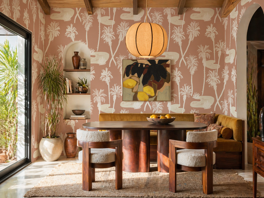 Palm Oasis Wallpaper | terra cotta & white