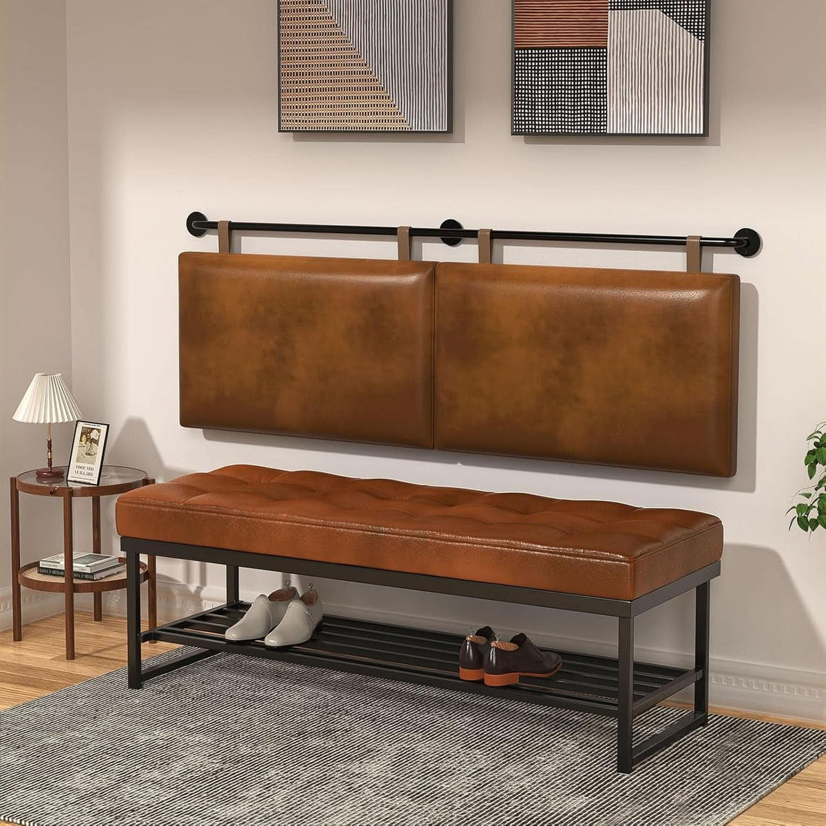 Toffee PU Leather King Size Wall Mounted Headboard