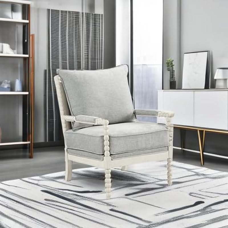 Spindle Accent Chair | Smoke Grey Textured Upholstery
