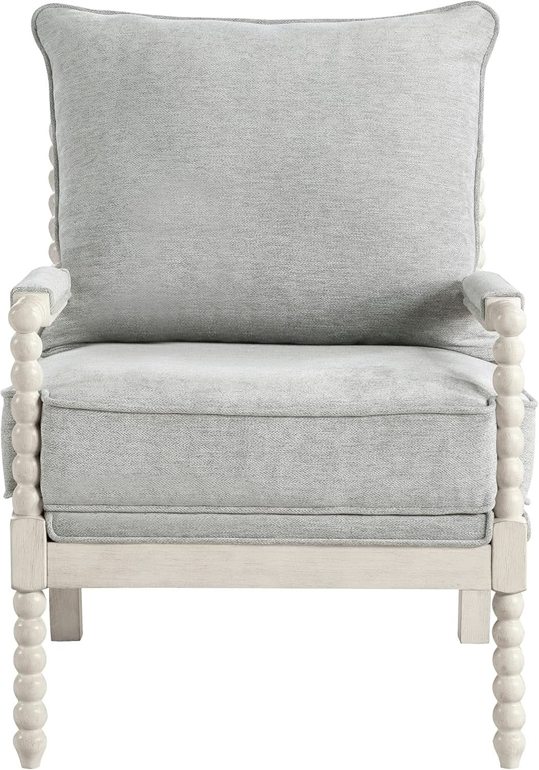 Spindle Accent Chair | Smoke Grey Textured Upholstery
