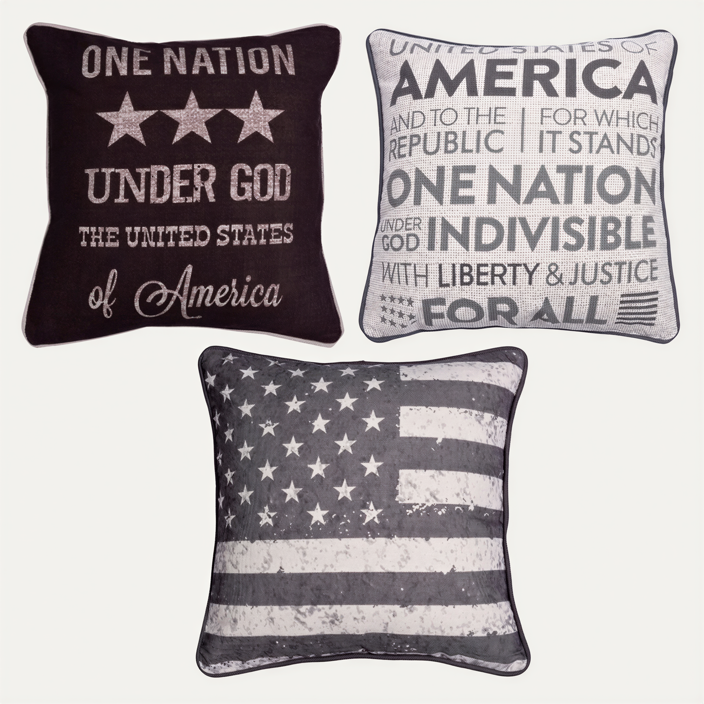 Patriotic Throw Pillow Set - 3 USA Pillow Covers 18x18