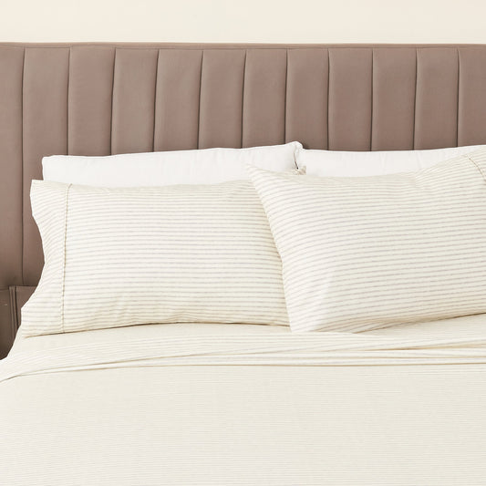 Evette Collection Striped Microfiber Sheet Set