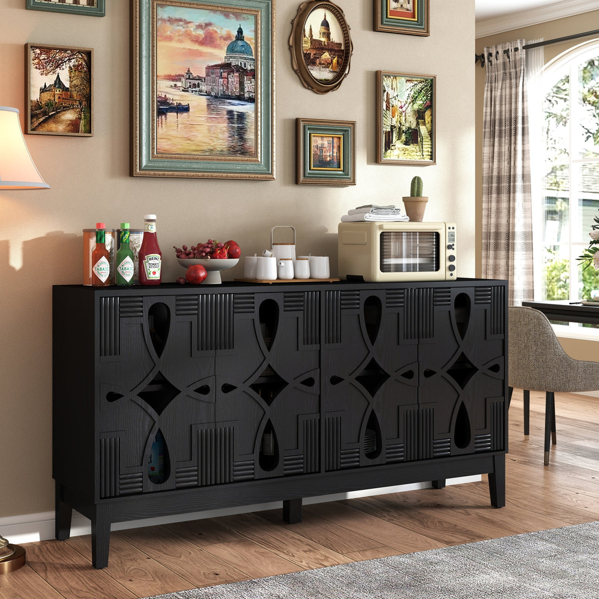Mid Century Modern Sideboard Buffet Cabinet with Storage | 60.5"
