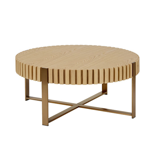 Natural Ash Handcrafted Drum Coffee Table