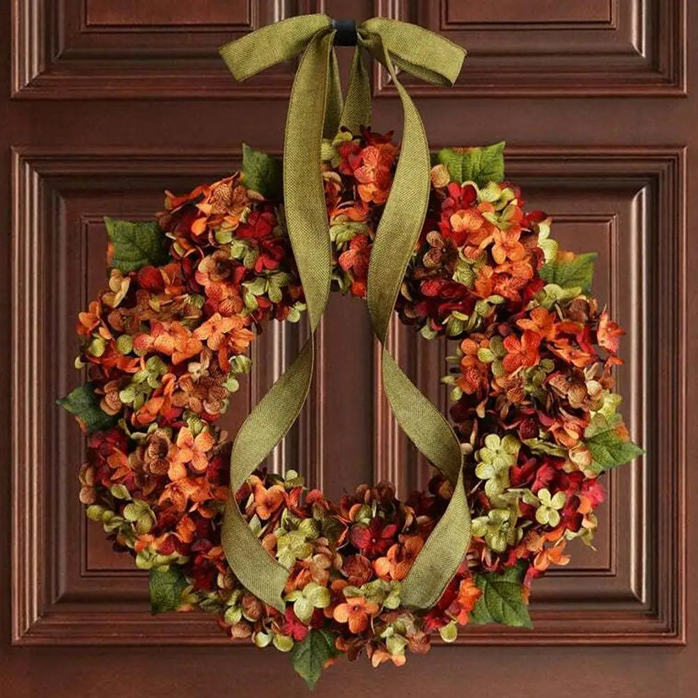 Fall Hydrangea Bowknot Garland Wreath