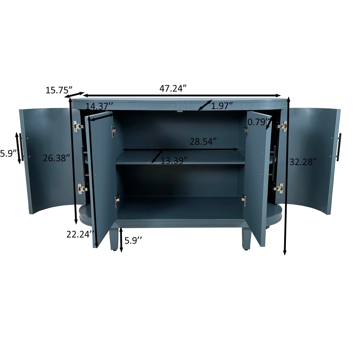 Bleu Modern Curved Sideboard