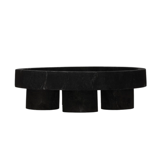 Paulownia Wood Footed Tray, Black