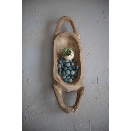 Decorative Hand-Carved Teakwood Tray with Handles