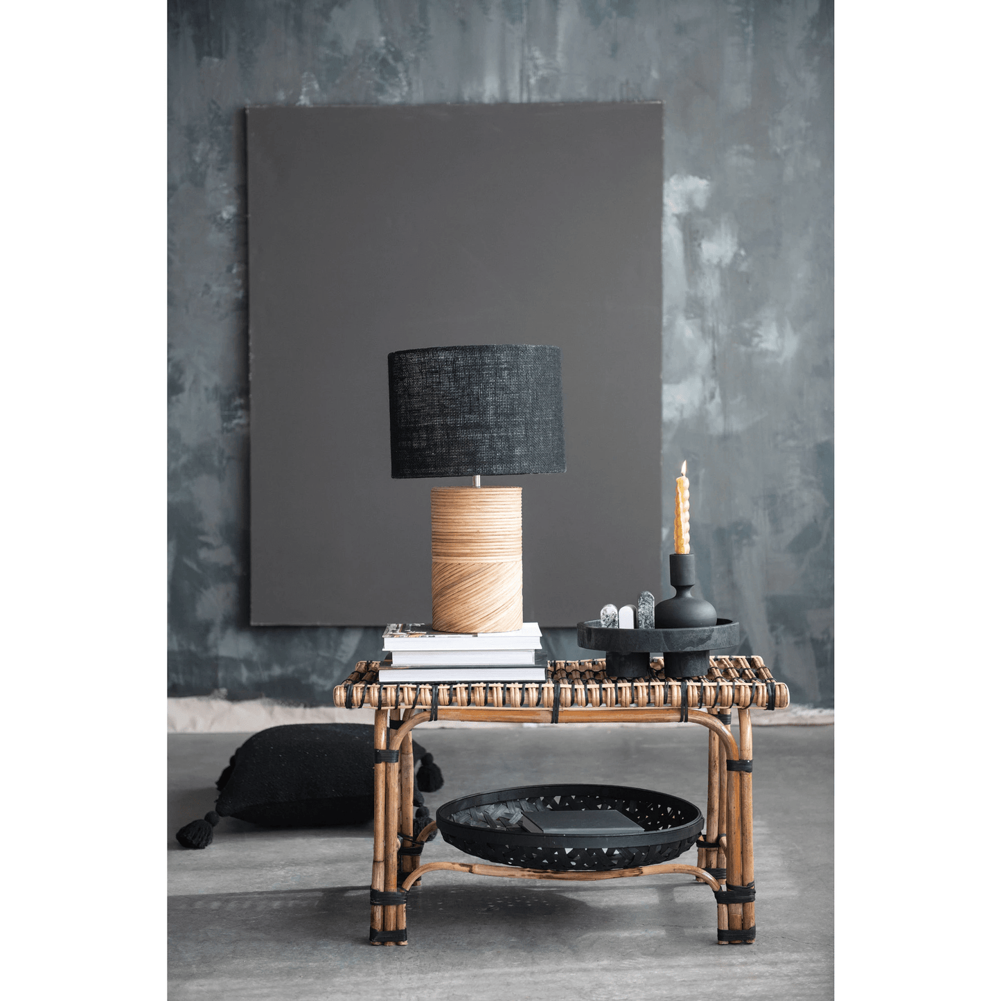 Paulownia Wood Footed Tray, Black