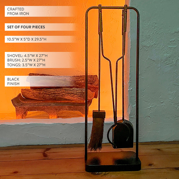 Black Iron Fireplace Tool Set