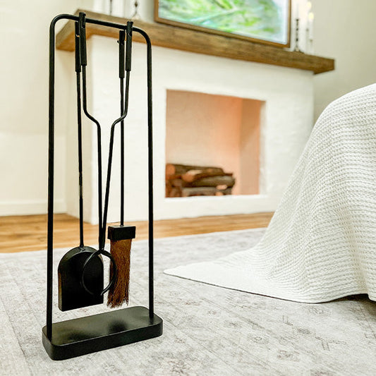 Black Iron Fireplace Tool Set