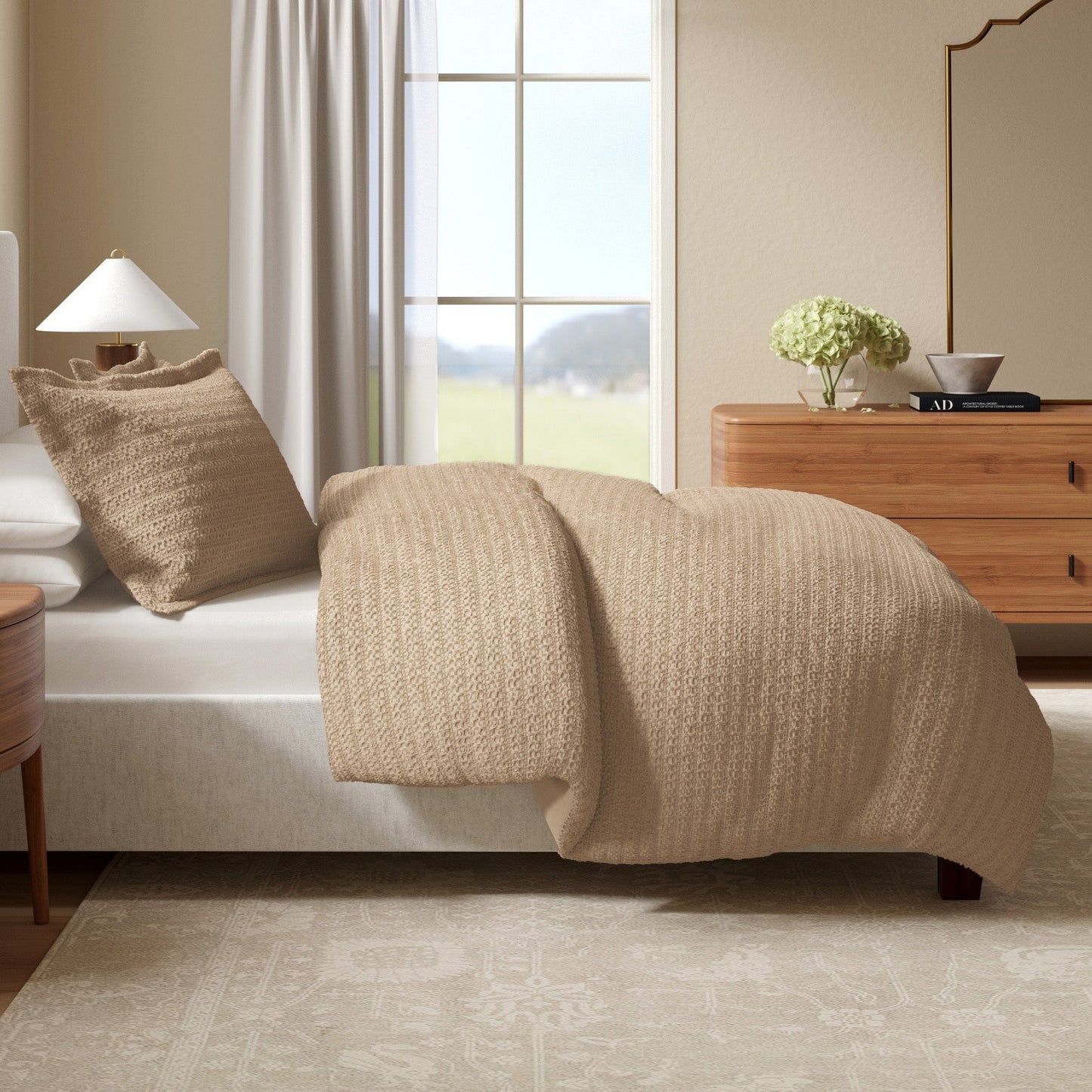 Mattea Collection-100% Cotton Honeycomb Waffle Duvet Set