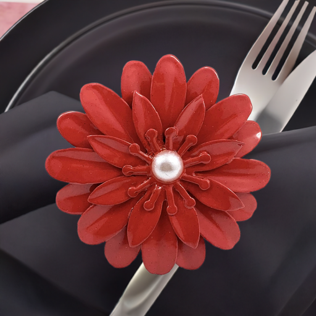Vibhsa Red Floral Napkin Rings