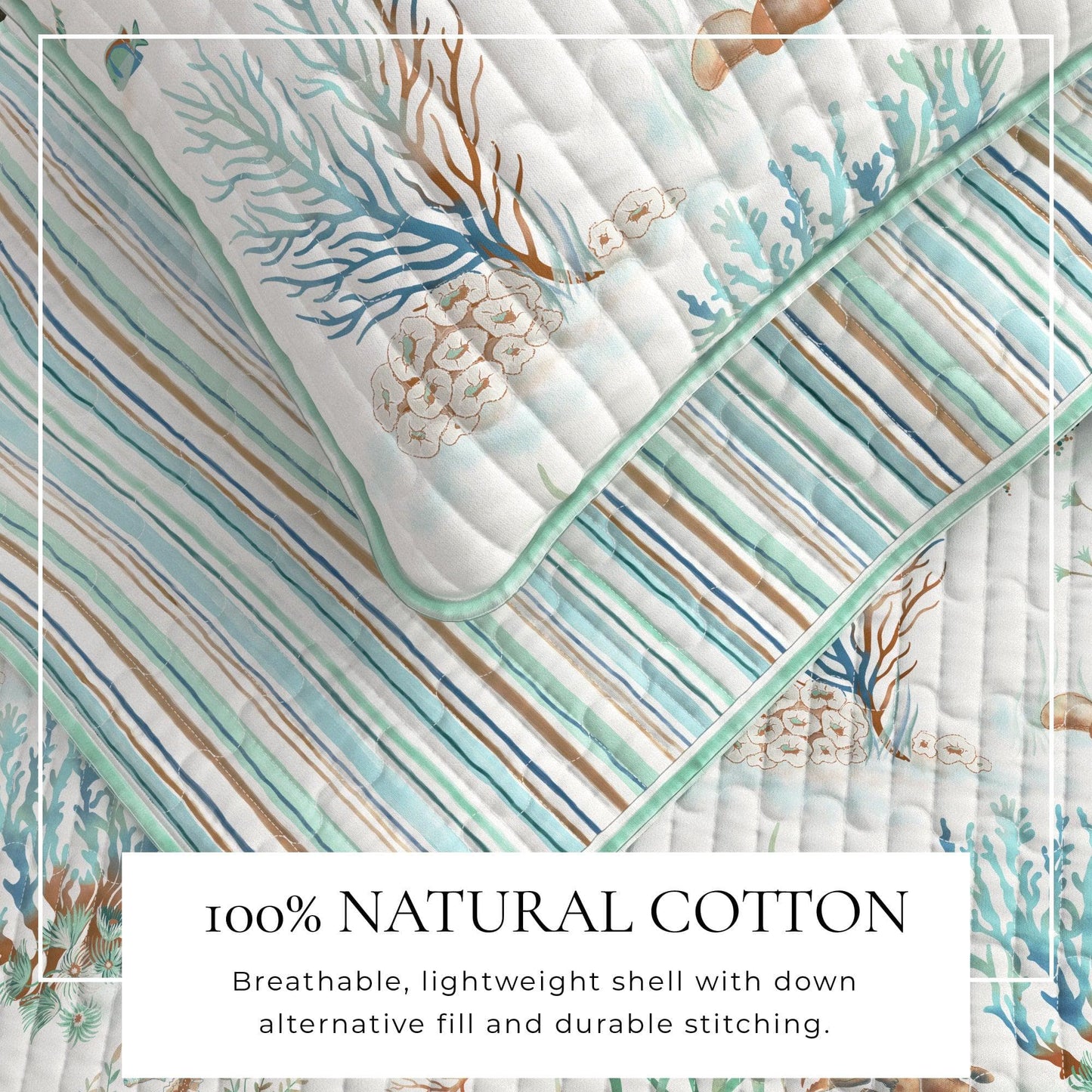 Santa Barbara Collection- Coastal Print Cotton Quilt Set
