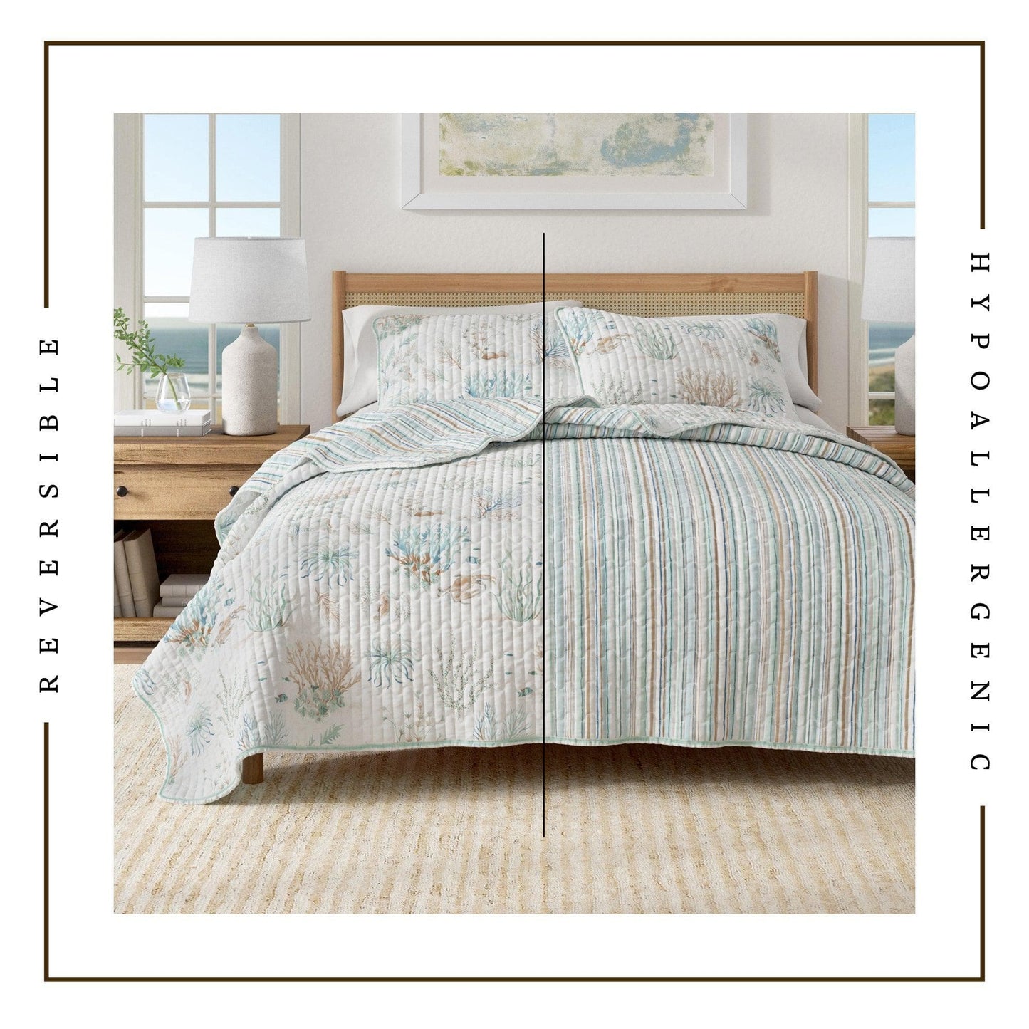 Santa Barbara Collection- Coastal Print Cotton Quilt Set