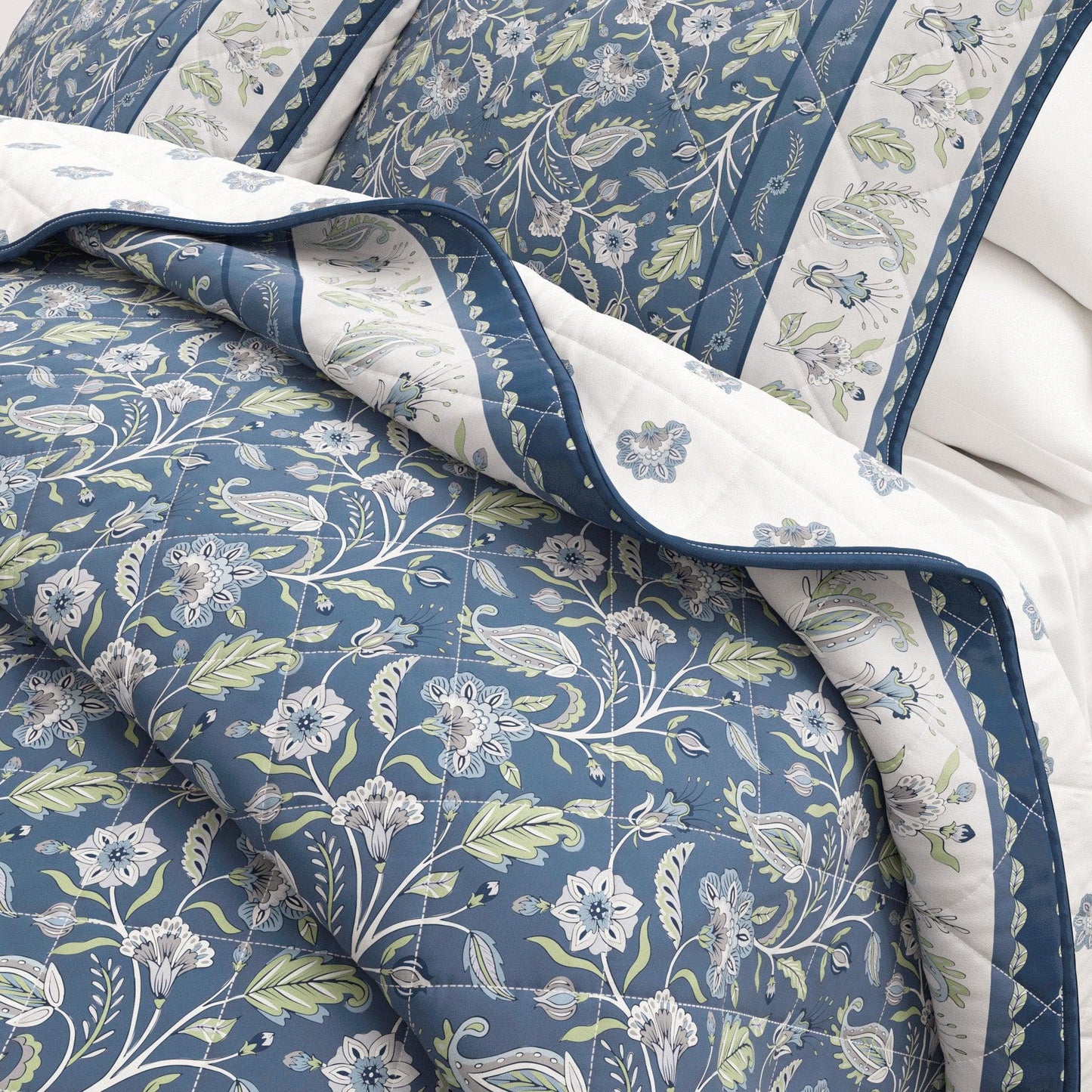 Indira Collection Floral Boho Cotton Quilt Set