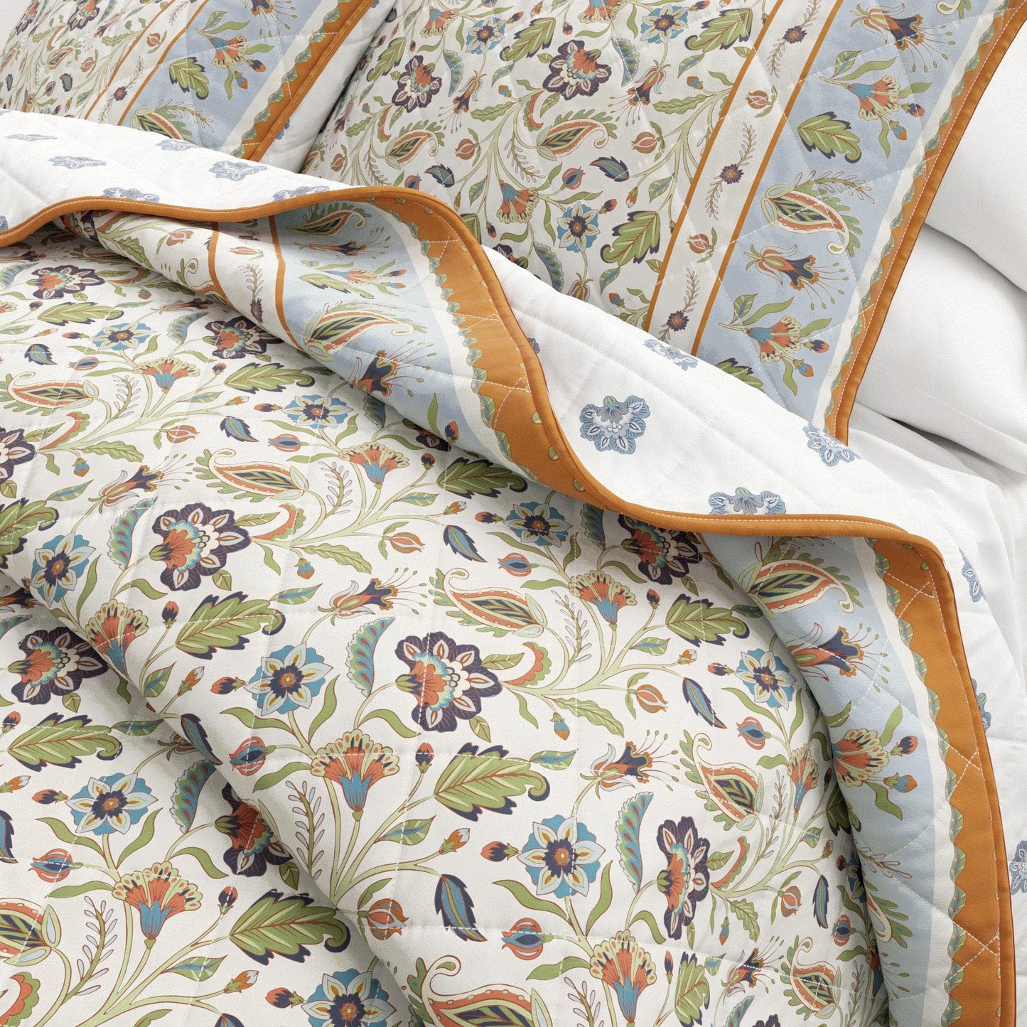 Indira Collection Floral Boho Cotton Quilt Set