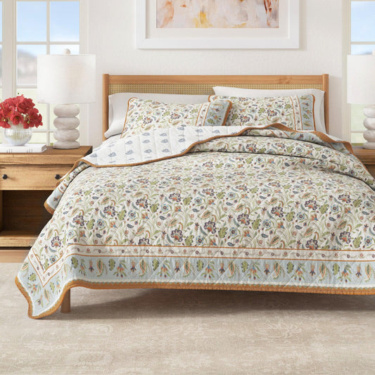 Indira Collection Floral Boho Cotton Quilt Set