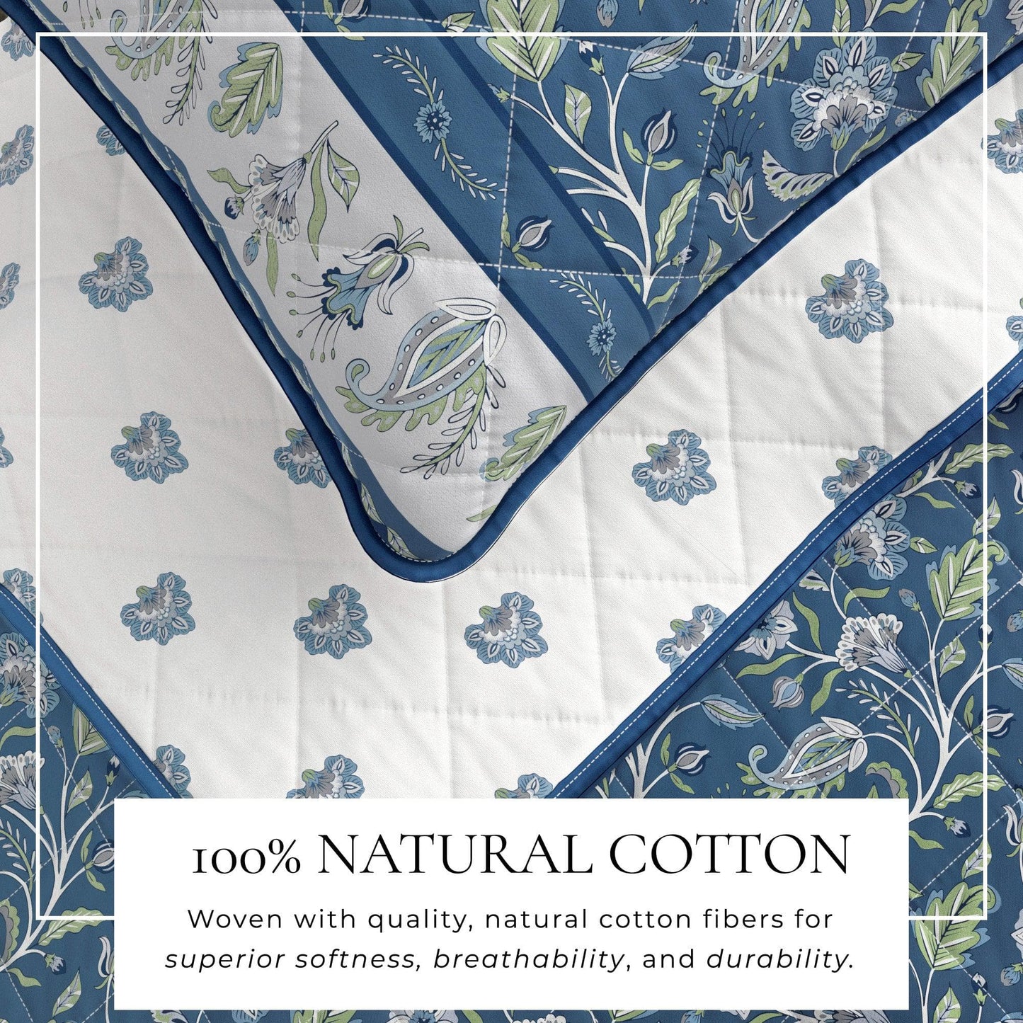 Indira Collection Floral Boho Cotton Quilt Set