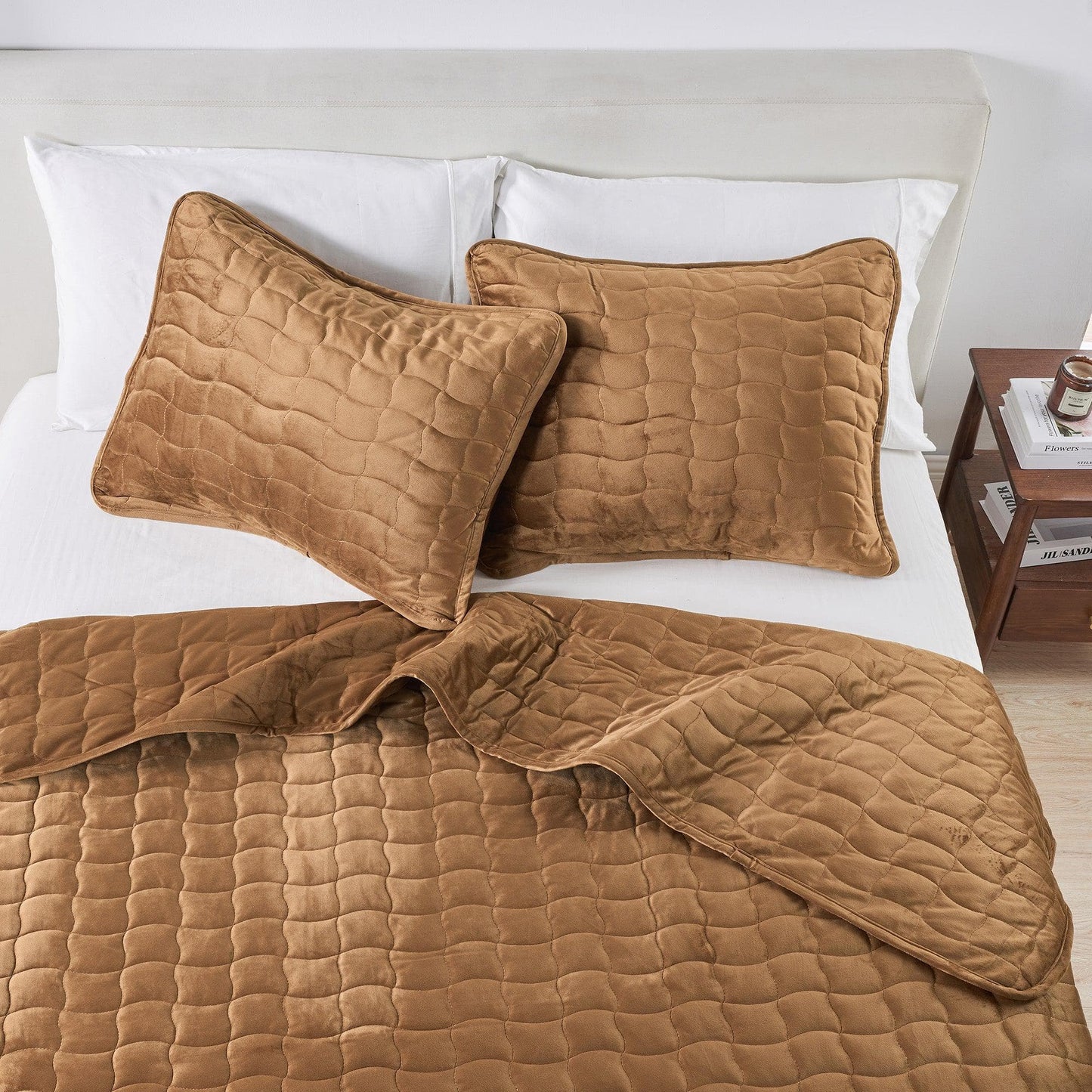 Vivica Velvet Box-Stitched Quilt Set