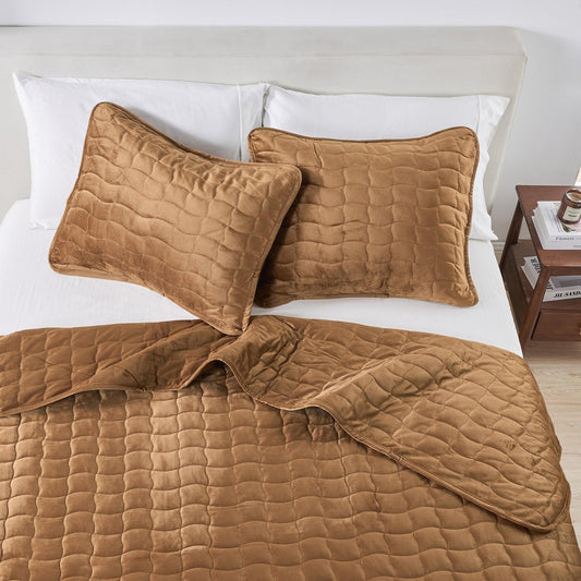 Vivica Velvet Box-Stitched Quilt Set