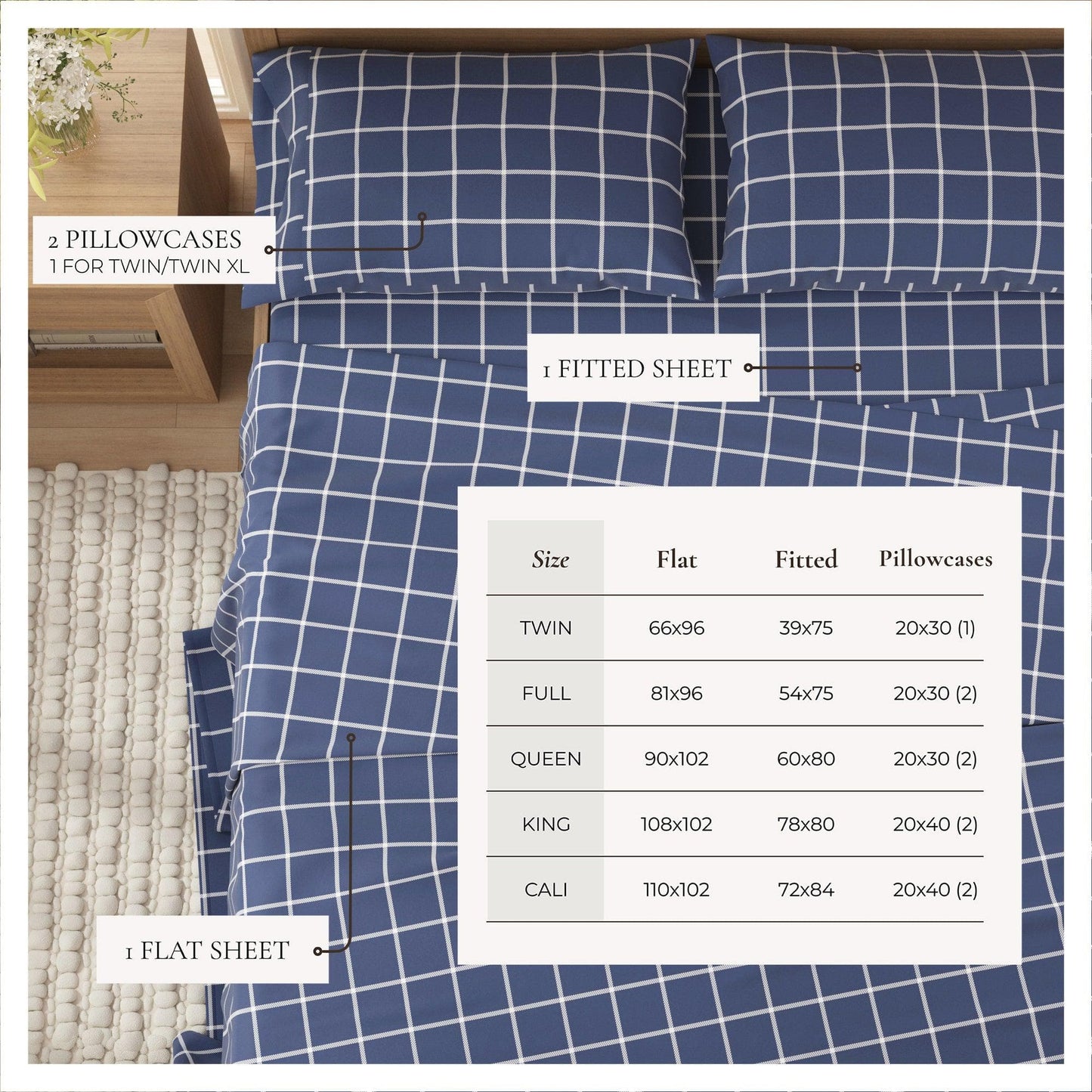 Belle Collection Turkish Cotton Flannel Sheet