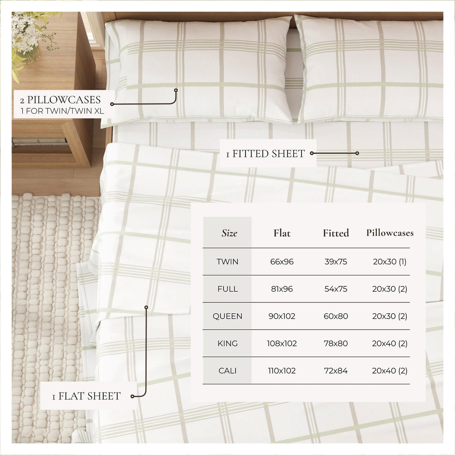 Belle Collection Turkish Cotton Flannel Sheet