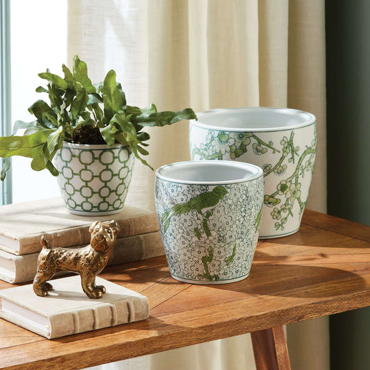 Juniper & White Chinoiserie Ceramic Planters