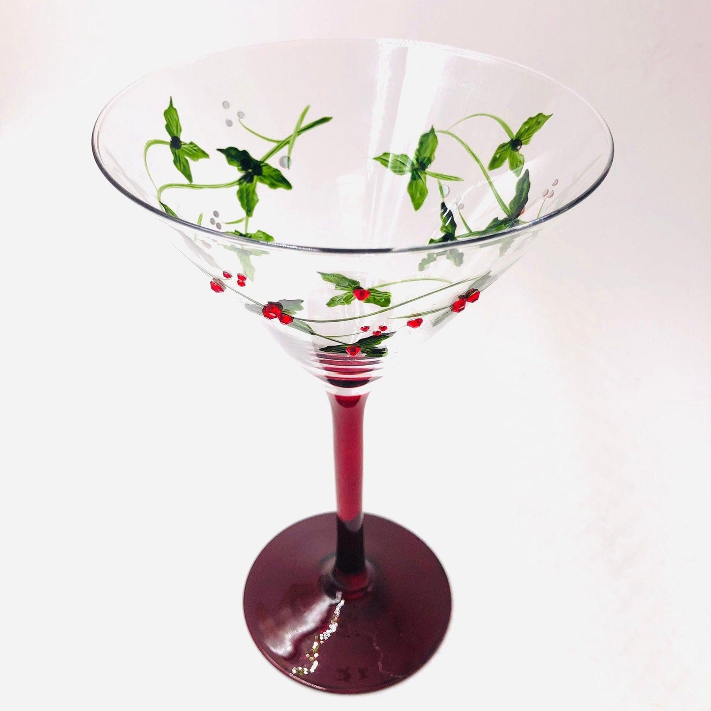 Holly Christmas Martini Glasses