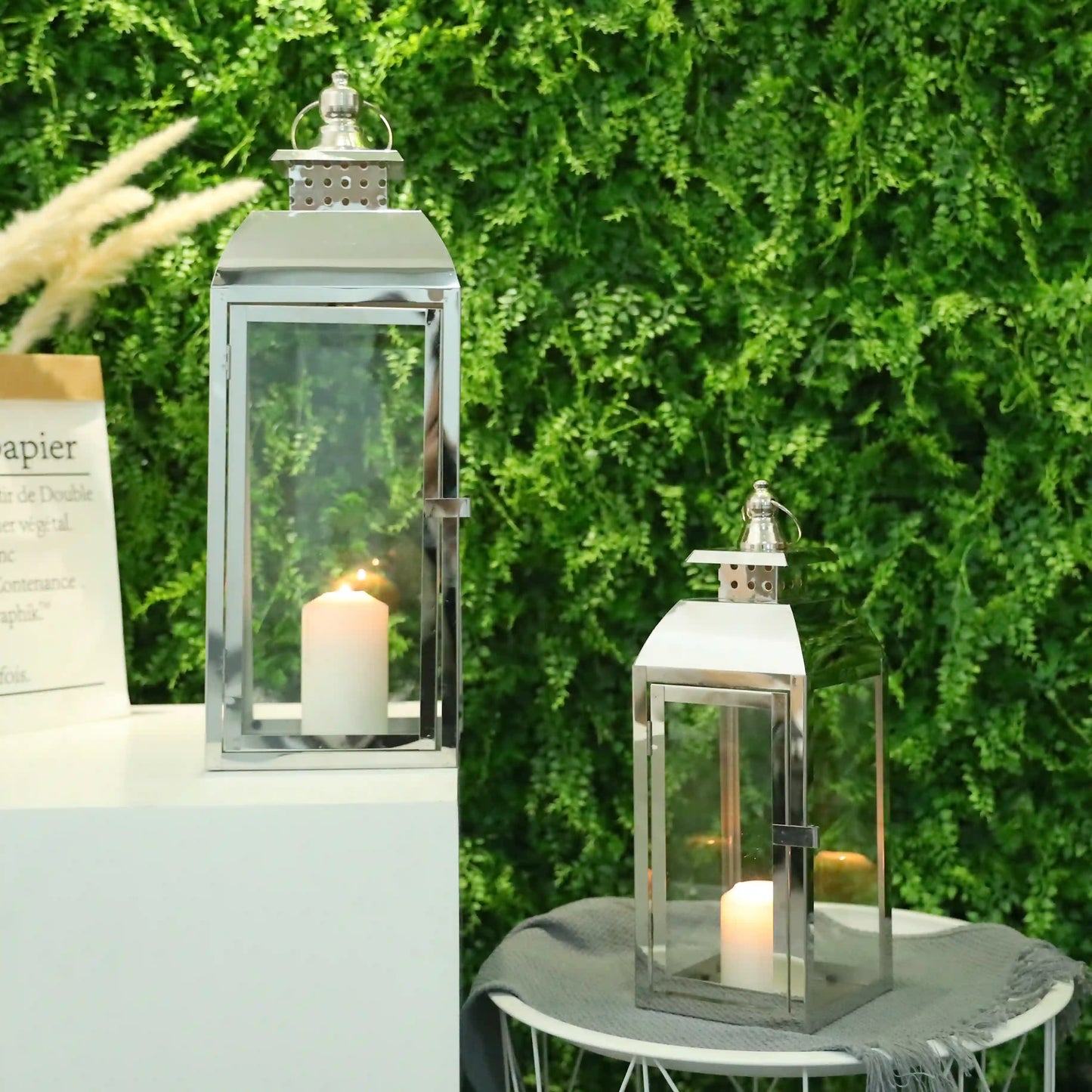 Meira Stainless Steel Decorative Candle Lanterns ( Set of 2 )