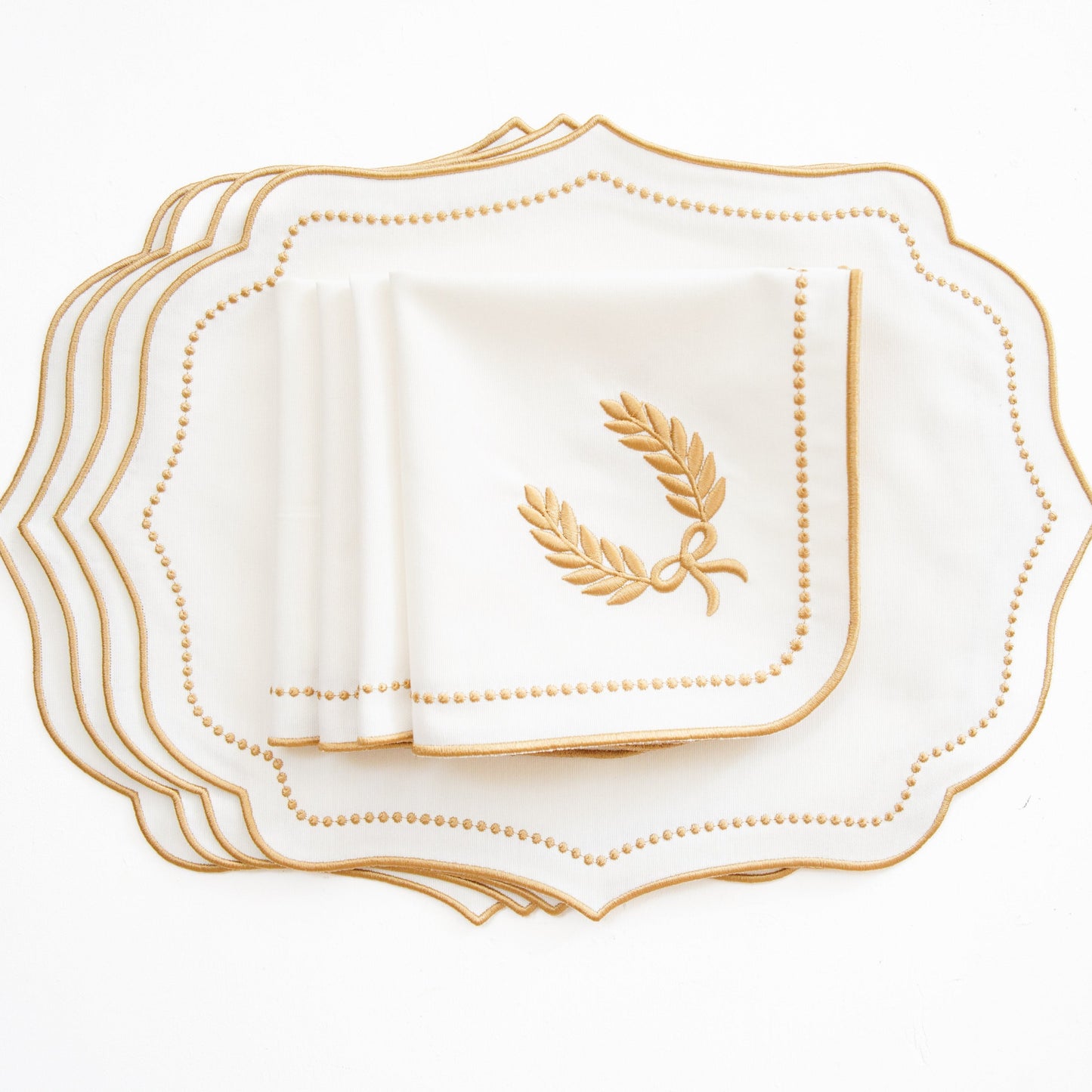 Luna Ivory & Gold Fabric Table Set