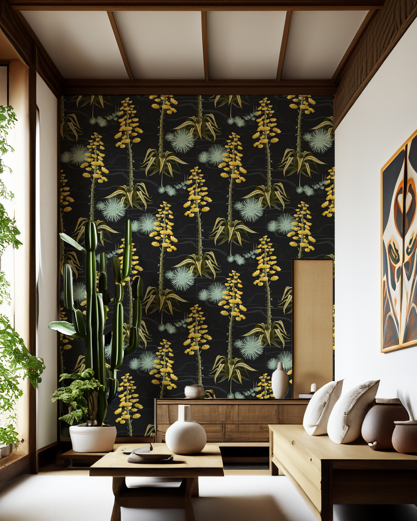 Agave Valley Wallpaper | black