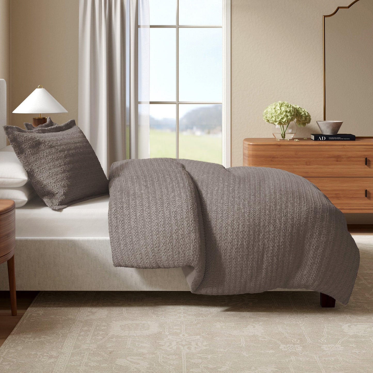 Mattea Collection-100% Cotton Honeycomb Waffle Duvet Set
