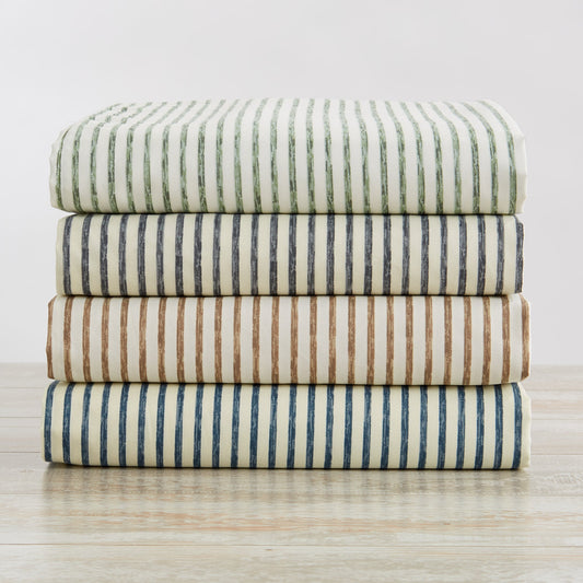 Evette Collection Striped Microfiber Sheet Set