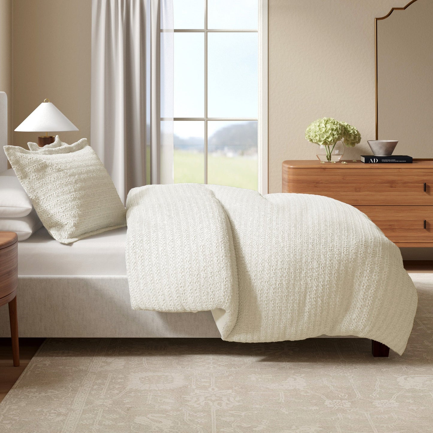 Mattea Collection-100% Cotton Honeycomb Waffle Duvet Set