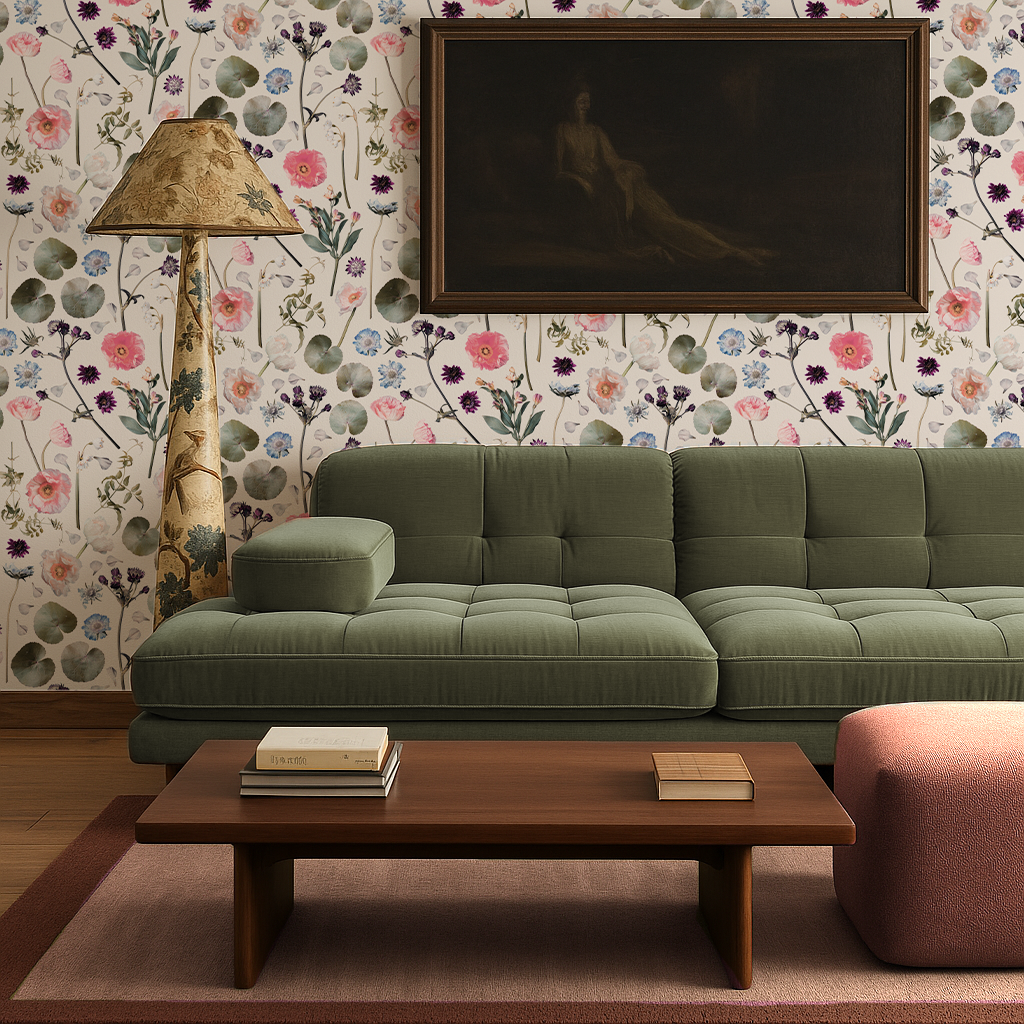 Floral Finds Wallpaper, white