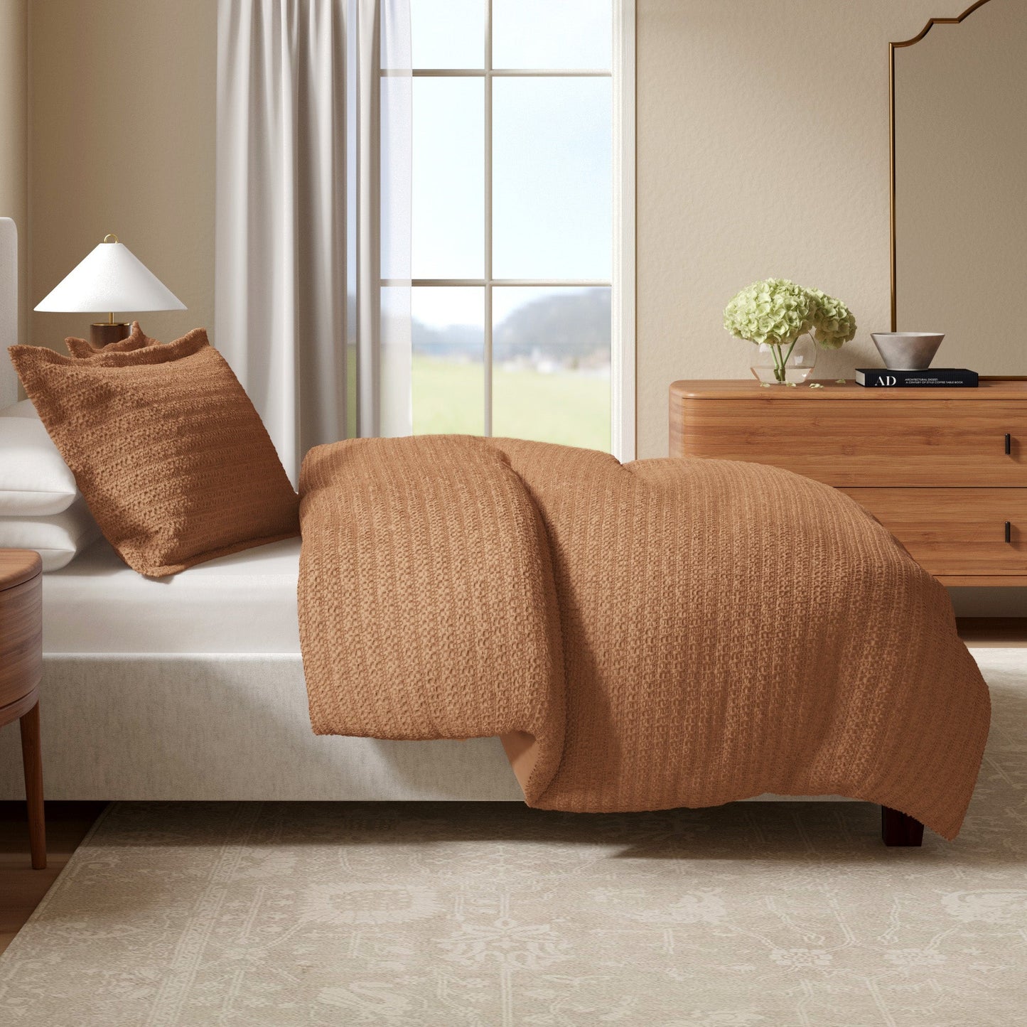 Mattea Collection-100% Cotton Honeycomb Waffle Duvet Set