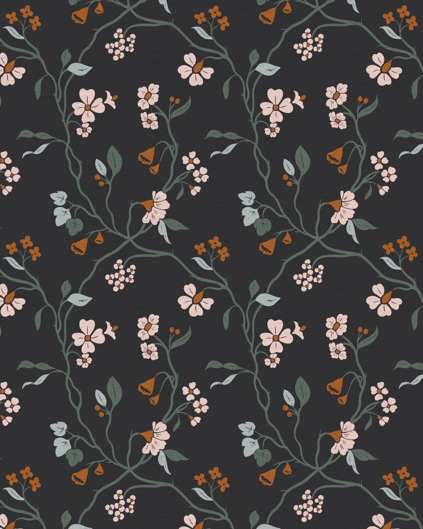 Lunaria Vine Wallpaper in Moody Charcoal