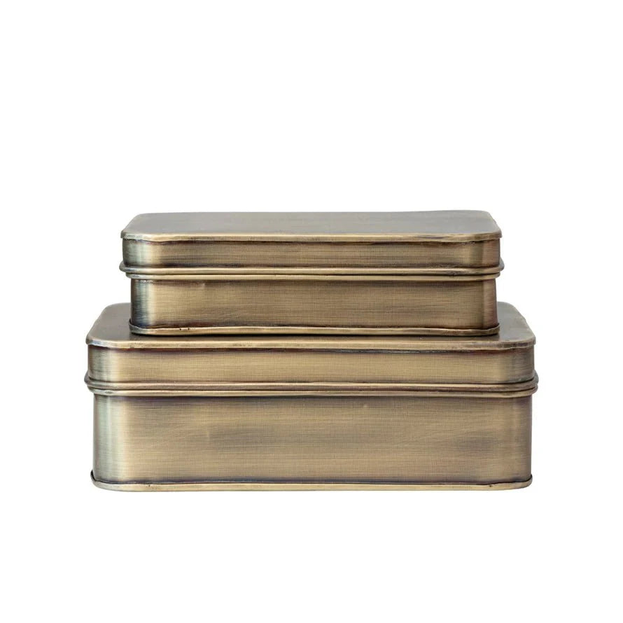 Elodie Antique Brass Metal Boxes