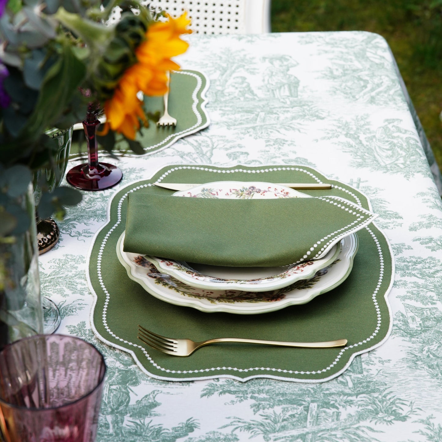 Mireli Green Cotton Placemat & Napkin Set