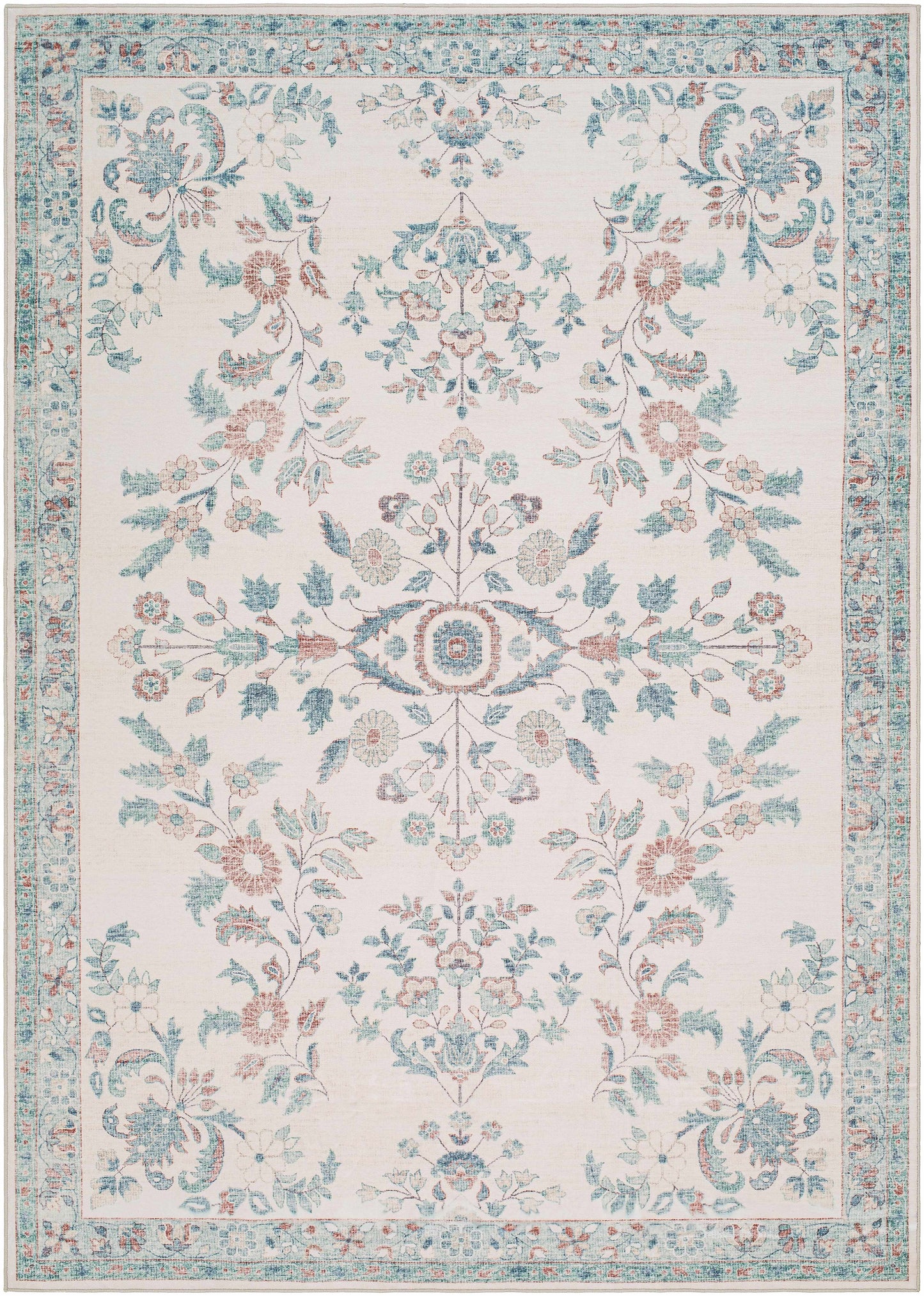 Meyly Pink & Green Washable Area Rug