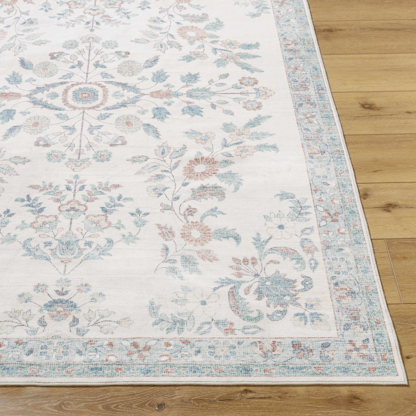 Meyly Pink & Green Washable Area Rug