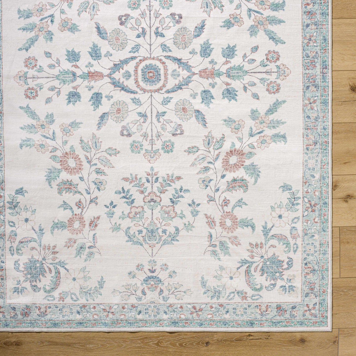 Meyly Pink & Green Washable Area Rug