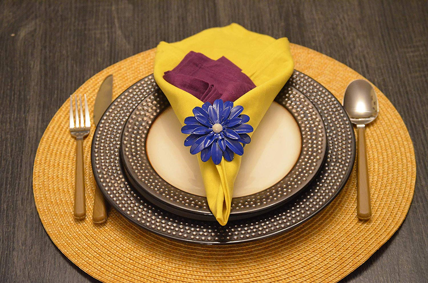 Blue Floral Napkin Rings