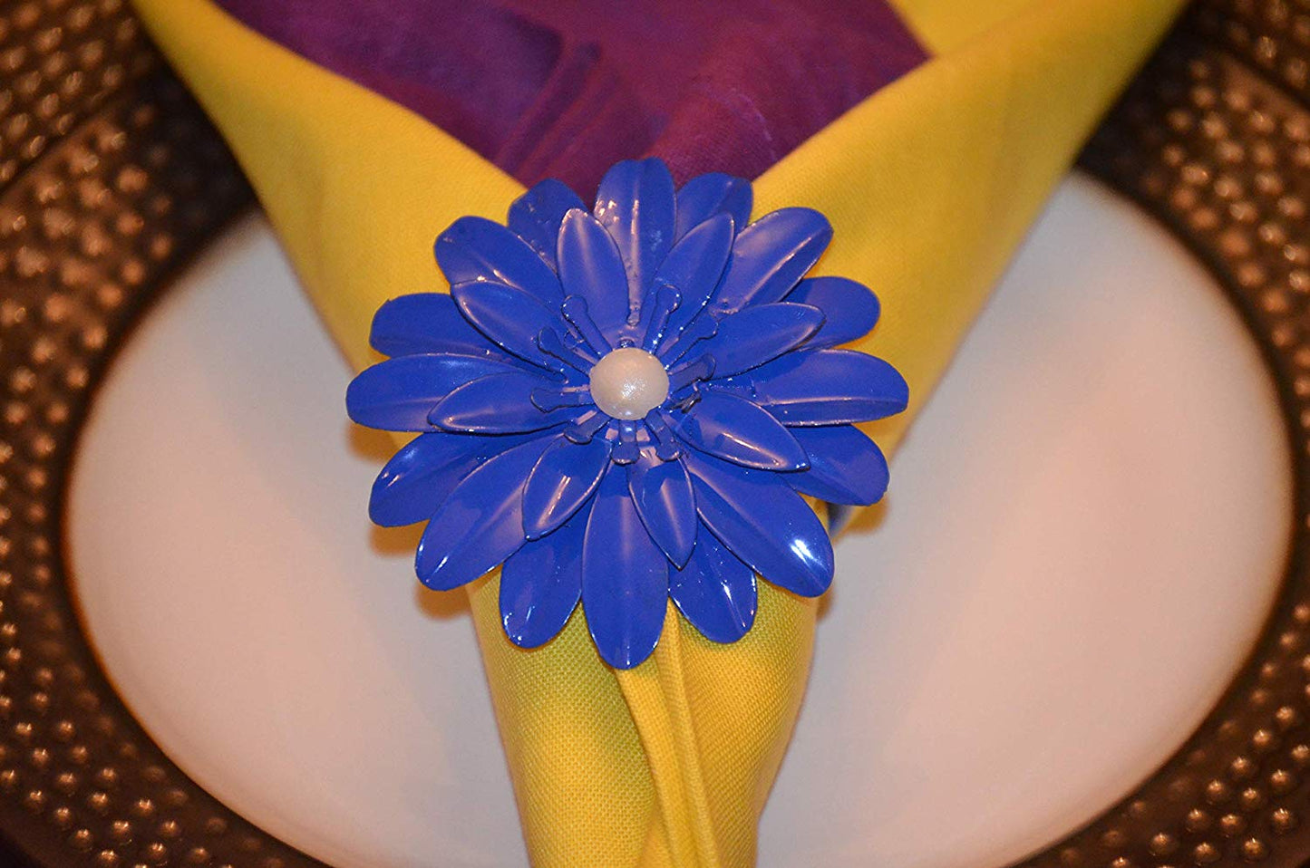 Blue Floral Napkin Rings