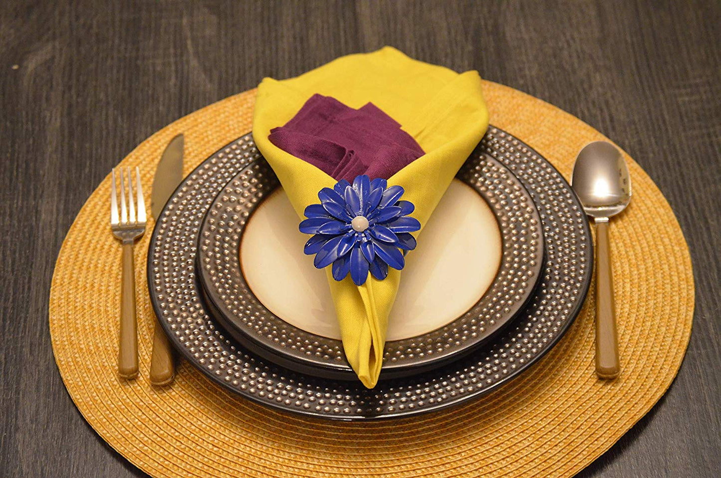 Blue Floral Napkin Rings