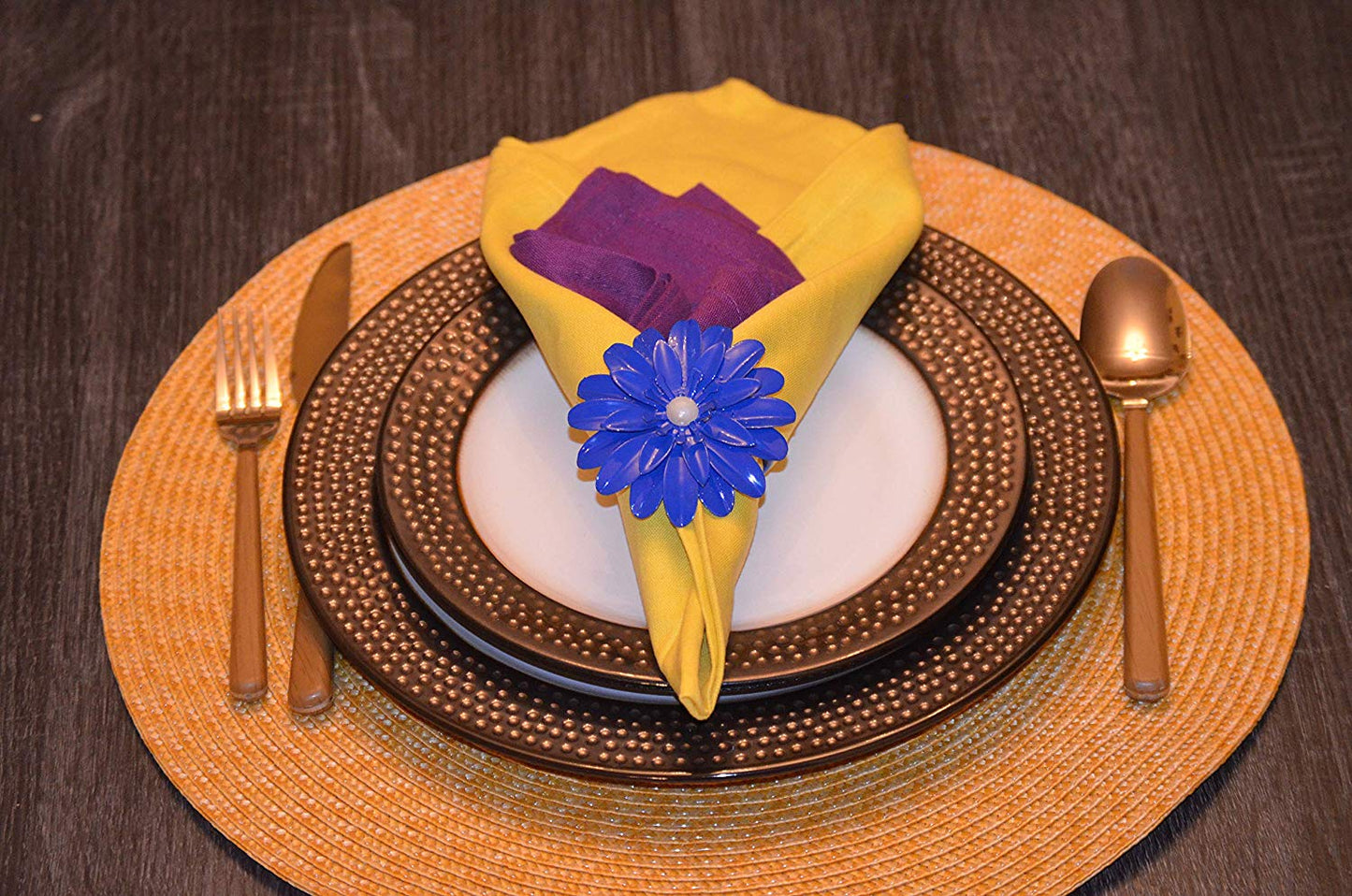 Blue Floral Napkin Rings